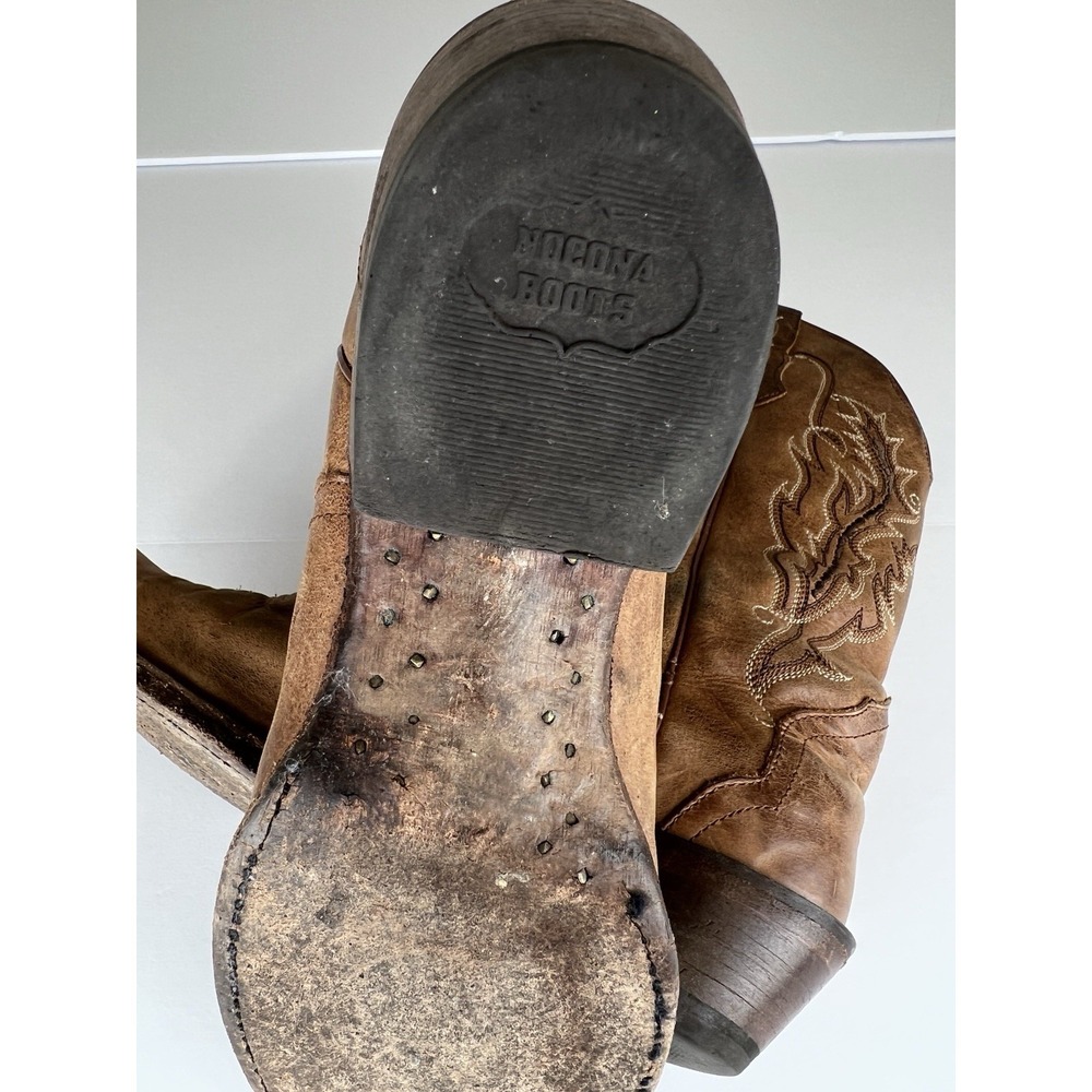 Vintage Nocona Cowboy Boots Women Size 7.5 B Brown Leather Snip Toe Style 5015 - Picture 8 of 16